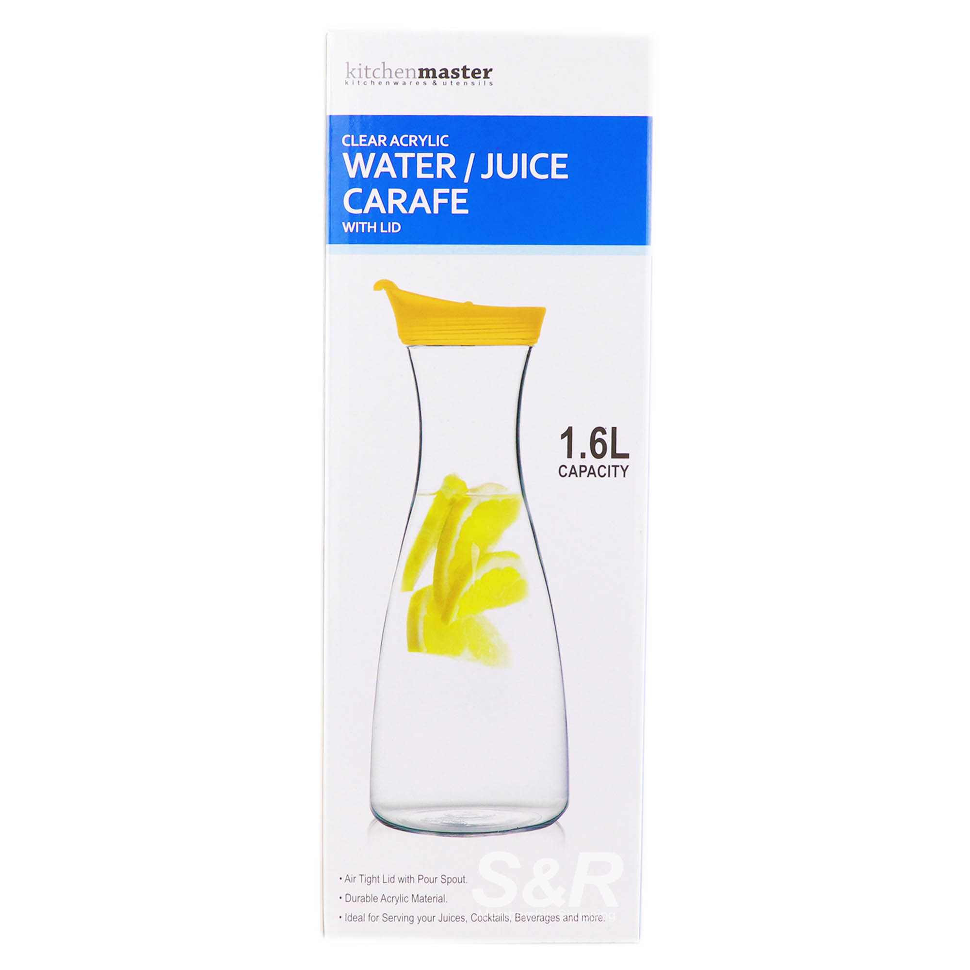 Kitchen Master Clear Acrylic Water/Juice Carafe with Lid 1.6L Kitchen Master Clear Acrylic Water/Juice Carafe with Lid 1.6L